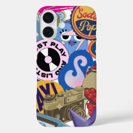 Old School Retro Vintage Y2K/90's Sticker iPhone 16 Hoesje