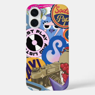 Old School Retro Vintage Y2K/90's Sticker iPhone 16 Hoesje