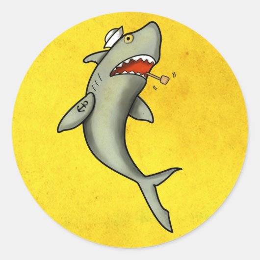 Old School Sailor Shark Ronde Sticker (Voorkant)