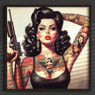 Old School Tattoo Girl Poster