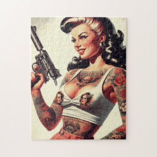 Old School Tattoo Hot Girl Legpuzzel