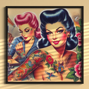 old school Tattoo meisjes Poster