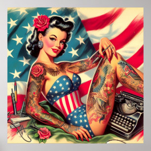  Old School Tattoo Pin Up Poster