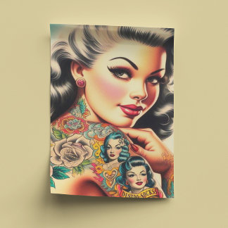 Old School Tattoo Pin-up Tissuepapier