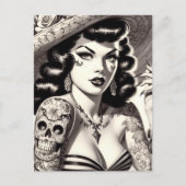 Old School Tattoo Pinup Briefkaart (Voorkant)