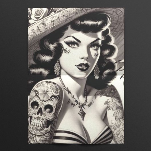 Old School Tattoo Pinup Tissuepapier