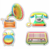 Old school tie dye retro telefoonrecord sticker (Voorkant)