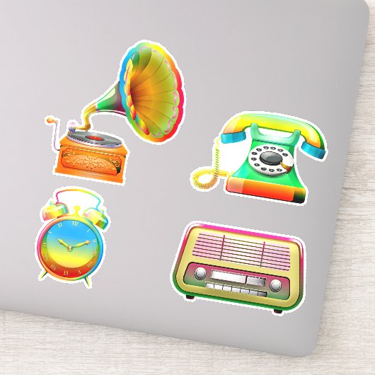 Old school tie dye retro telefoonrecord sticker (Detail)