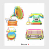 Old school tie dye retro telefoonrecord sticker (Vel)