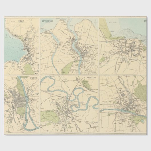 Old Scotland Cities Map (1912) Cadeaupapier (Vlak)