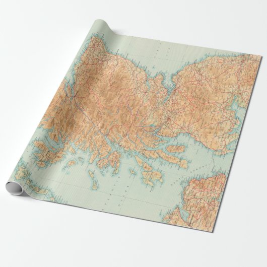 Old Scotland Map (1912)  Scottish Atlas Cadeaupapier (Uitgerold)