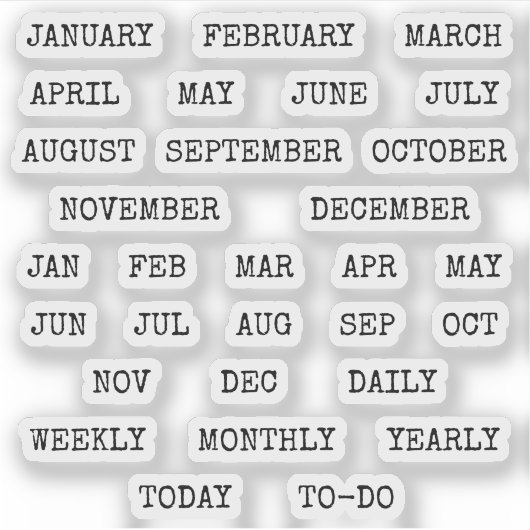 Old Script Monthly Index Tabs Tab Binder Divider Sticker (Voorkant)