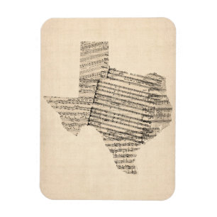 Old Sheet Music Map uit Texas Magneet