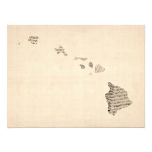 Old Sheet Music Map van Hawaii Foto Afdruk
