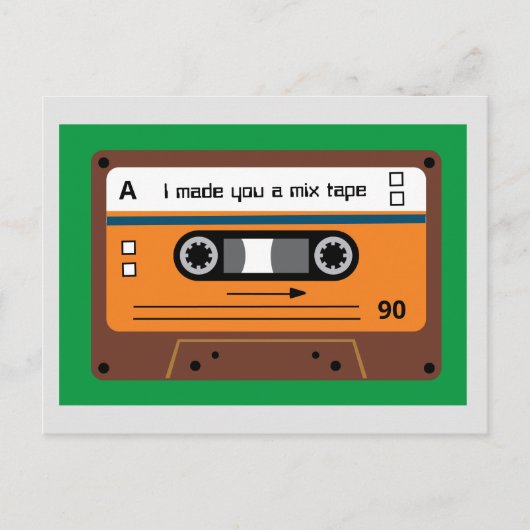 Old Skool Brown Cassette Mix Tape Greetings Briefkaart (Voorkant)