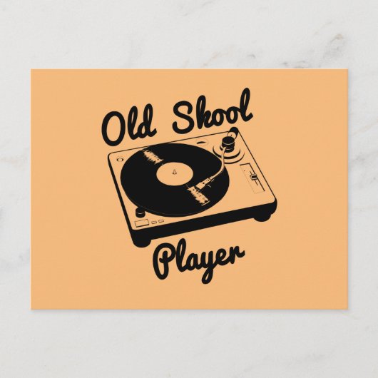 Old Skool Player Vinyl Record Platenspeler DJ Briefkaart (Voorkant)