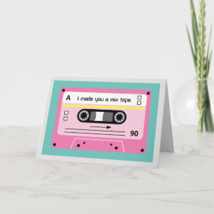 Old Skool Roze Cassette Mix Tape Groeten Kaart