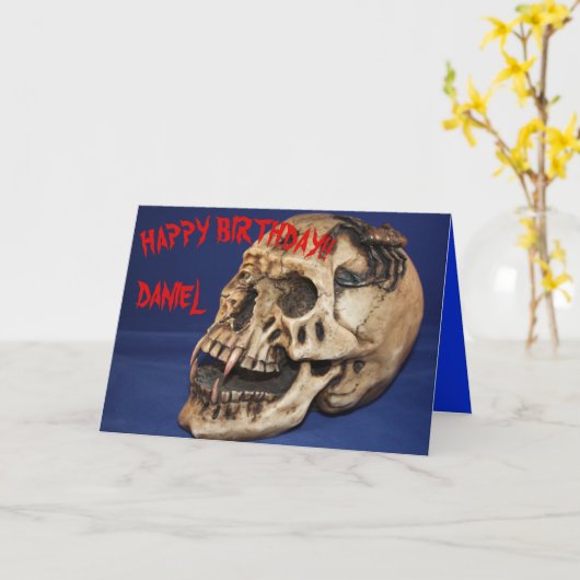 Old Skull Birthday Kaart (Gele Bloem)