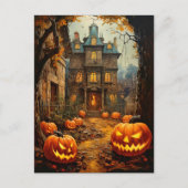 Old Spooky Haunted House Halloween Briefkaart (Voorkant)
