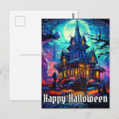 Old Spooky Haunted House | Happy Halloween Briefkaart (Voorkant / Achterkant)