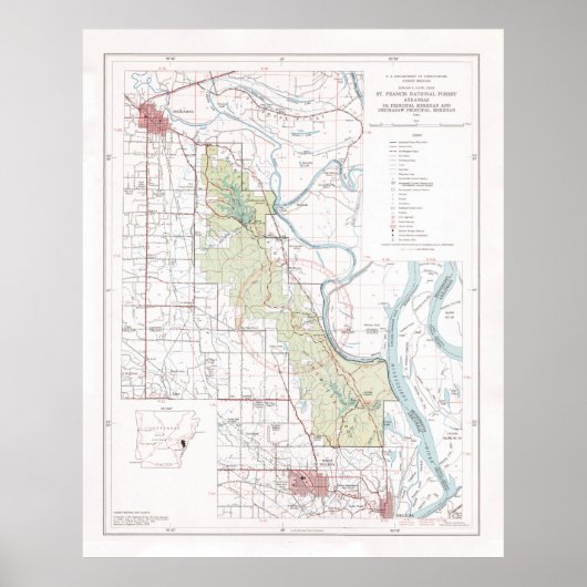 Old St Francis National Forest Map (1970) Poster (Voorkant)
