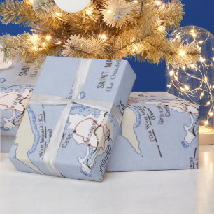 Old St Martin, Anguilla & St Barts Island Map Cadeaupapier