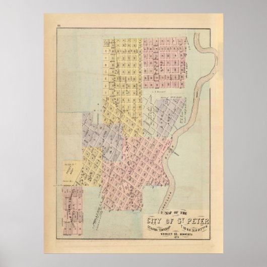Old St Peter MN Map (1872)  Minnesota City Poster (Voorkant)