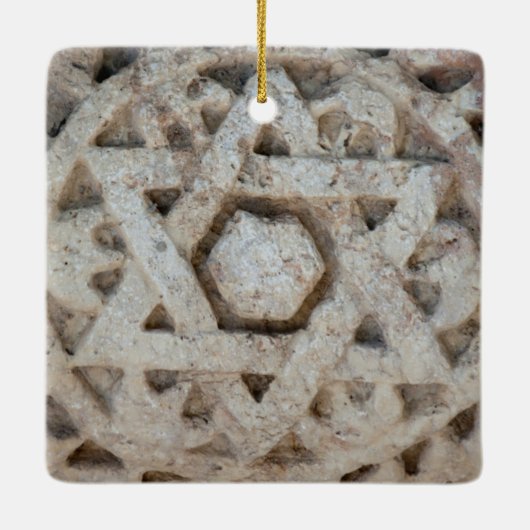 Old Star of David carving, Israël Keramisch Ornament (Achterkant)
