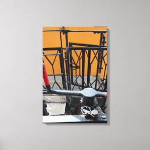 Old Steam Train Le Mastrou Wagon Crank Canvas Afdruk