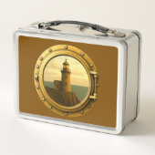 Old Stone Lighthouse Brown Métal Lunchbox (Dos)