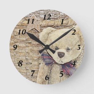 Old Teddy Bear Clock Ronde Klok