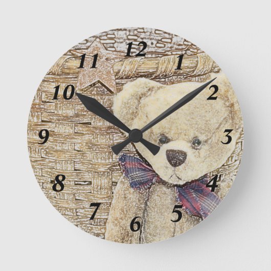 Old Teddy Bear Clock Ronde Klok (Voorkant)