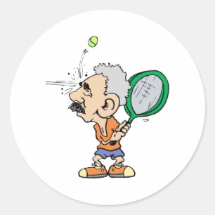 Old Tennis Player Ronde Sticker