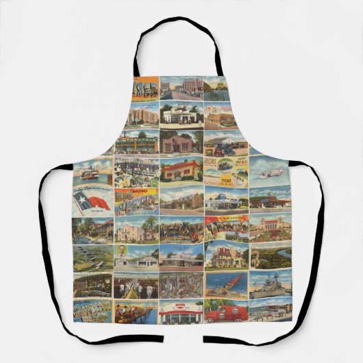 Old Texas Briefkaarten All-Over Print Apron Schort (Voorkant)