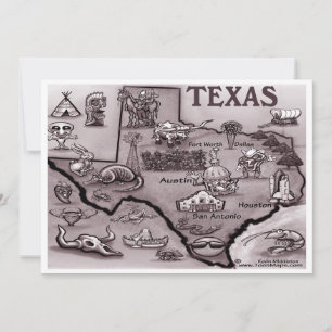 Old Texas Cartoon Map Uitnodiging