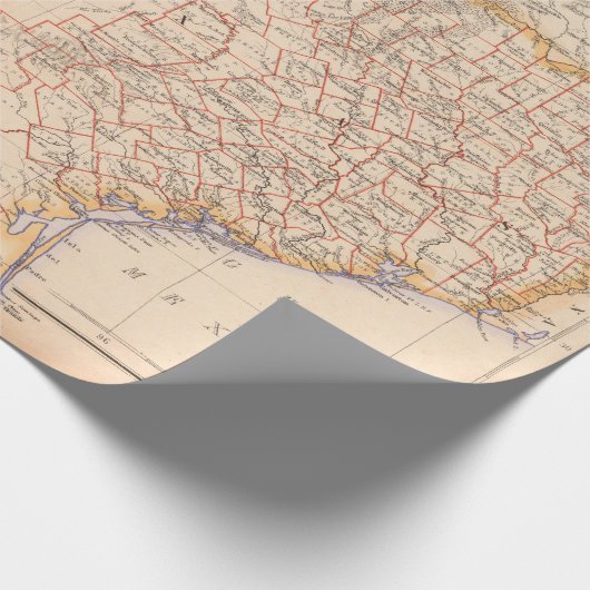 Old Texas Map (1857) TX Lone Star State Cadeaupapier (Hoek)