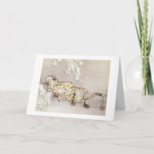 Old Tiger in the Snow, Hokusai, 1849 Kaart