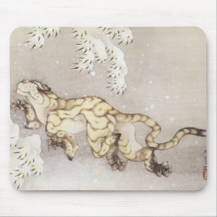 Old Tiger in the Snow, Hokusai, 1849 Mousepad Muismat