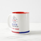 Old Time Barber Shop Tweekleurige Koffiemok (Voorkant links)