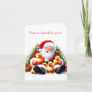 Old Time Duck Familie Gevouwen Wenskaart Kaart