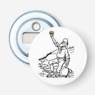Old Time Gold Miner Prospector Button Flesopener