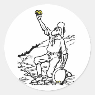 Old Time Gold Miner Prospector Ronde Sticker