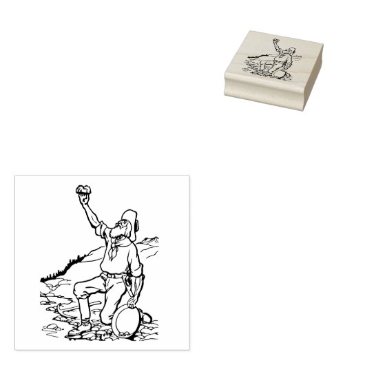 Old Time Gold Miner Prospector Rubberstempel (Gestempeld)