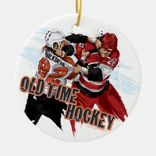 Old Time Hockey-kerstversiering Keramisch Ornament (Voorkant)
