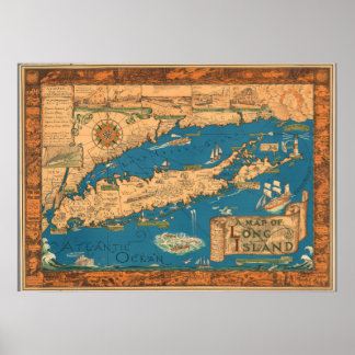 Old Time Long Island Map Poster