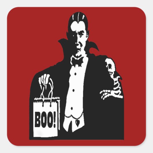 Old Time Vampire Trick-or-Treer Vierkante Sticker (Voorkant)