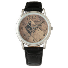 Old Timer Black Rooster Silhouette Horloge