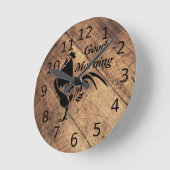 Old Timer Black Rooster Silhouette Ronde Klok (Hoek)