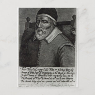 Old Tom Parr, 1635 Briefkaart