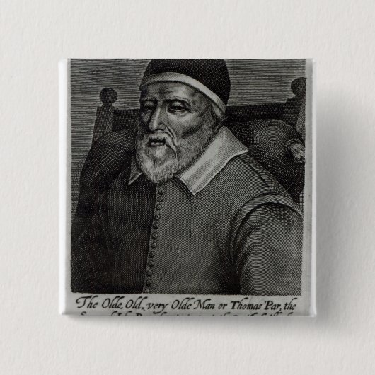 Old Tom Parr, 1635 Vierkante Button 5,1 Cm (Voorkant)